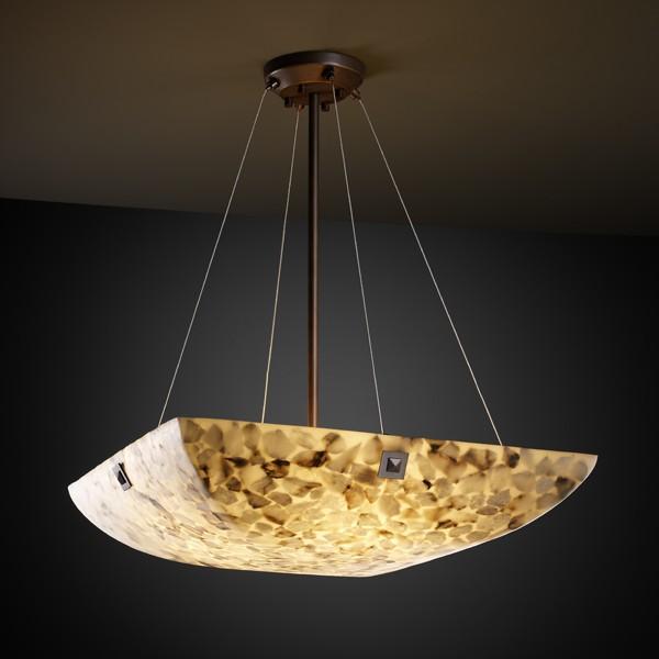 36" Pendant Bowl w/ PAIR SQUARE W/ POINTS FINIALS